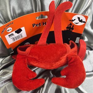 Halloween Pet Costume Hat Dogs Red Lobster Crab Size M / L  Adjustable Cute NEW